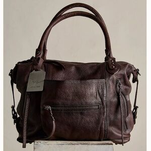 Free People Dark Brown Leather Tote Bag